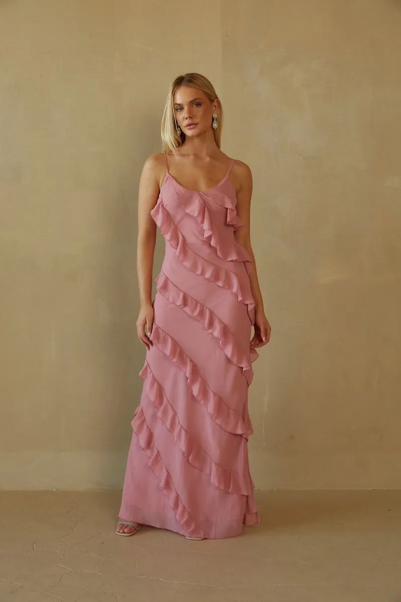 Elizabeth Tiered Ruffle Maxi Dress open back