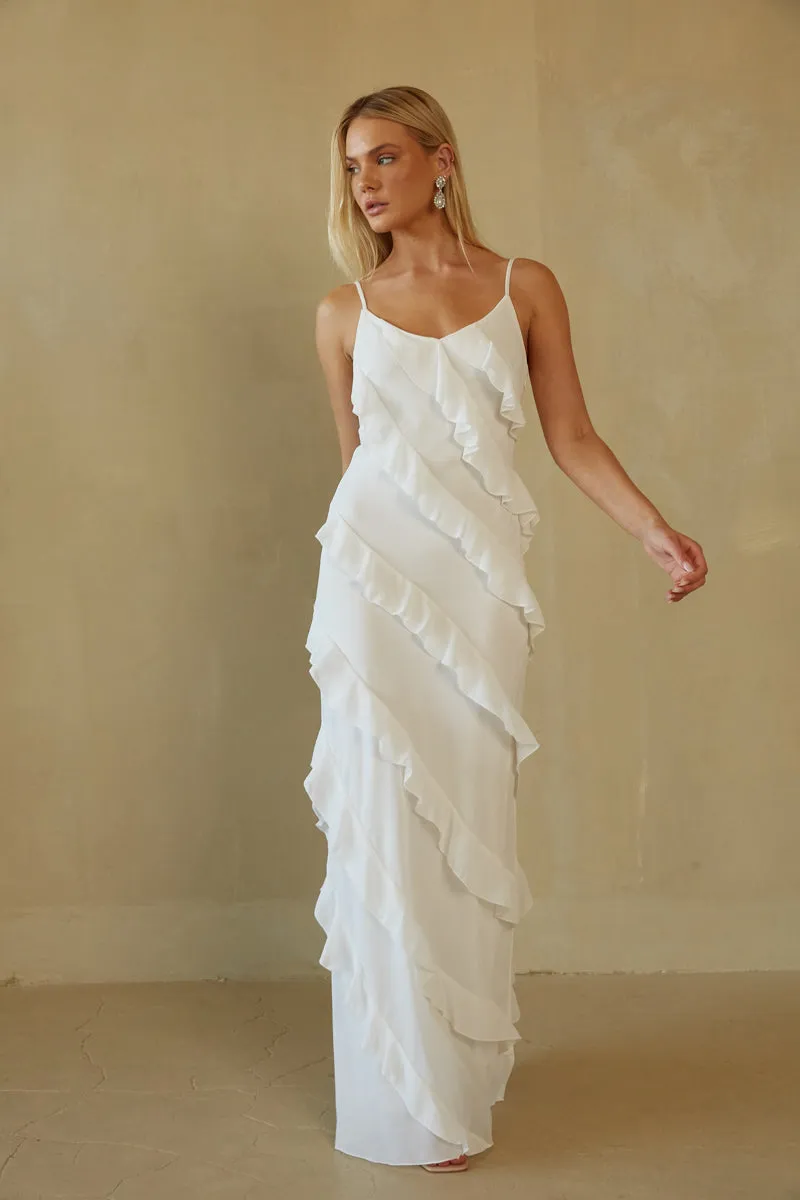 Elizabeth Tiered Ruffle Maxi Dress open back