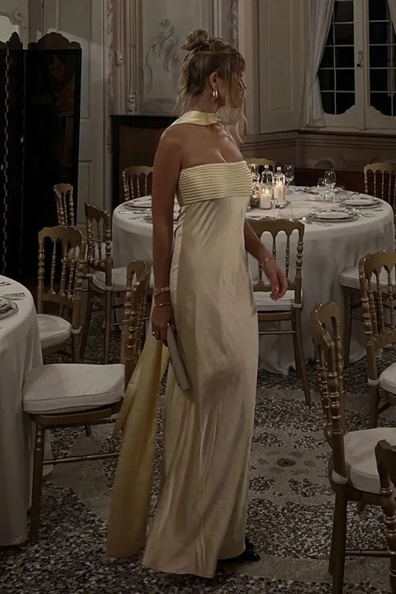 Elsa Scarf Satin Maxi Dress fall breeze