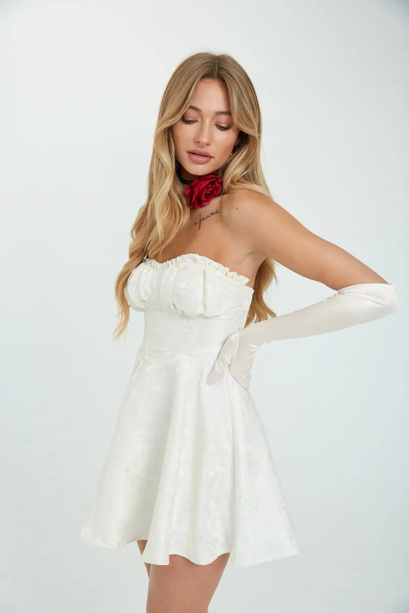 Emme Strapless Jacquard Bustier Mini Dress cozy touch