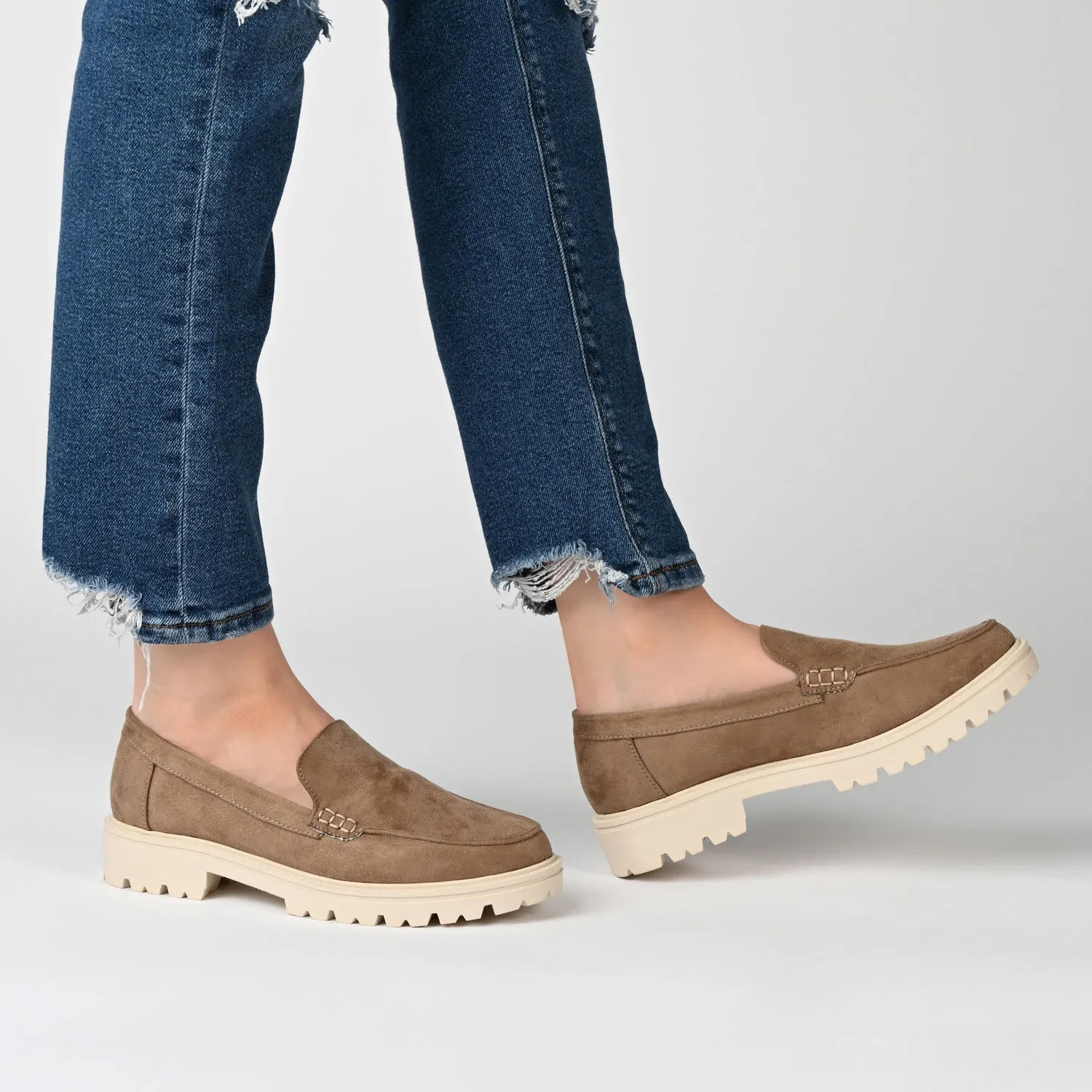 ERIKA LOAFER FLATS IN FAUX SUEDE round tip