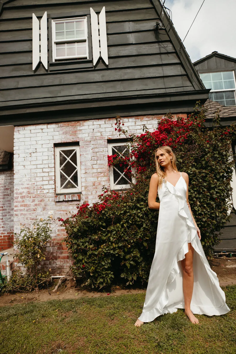 Esmerelda Ruffle Trim Maxi Dress dinner vibe