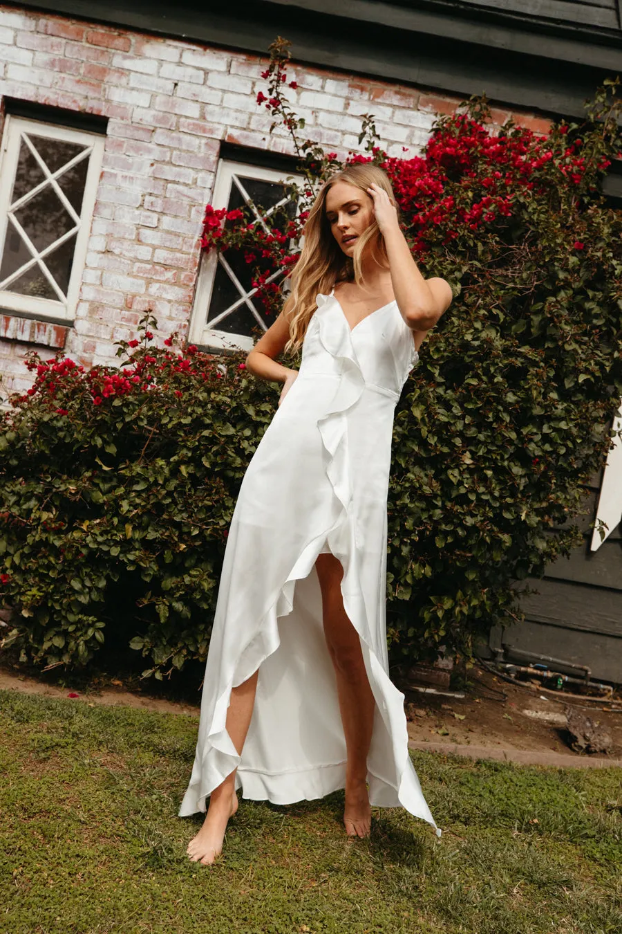 Esmerelda Ruffle Trim Maxi Dress dinner vibe
