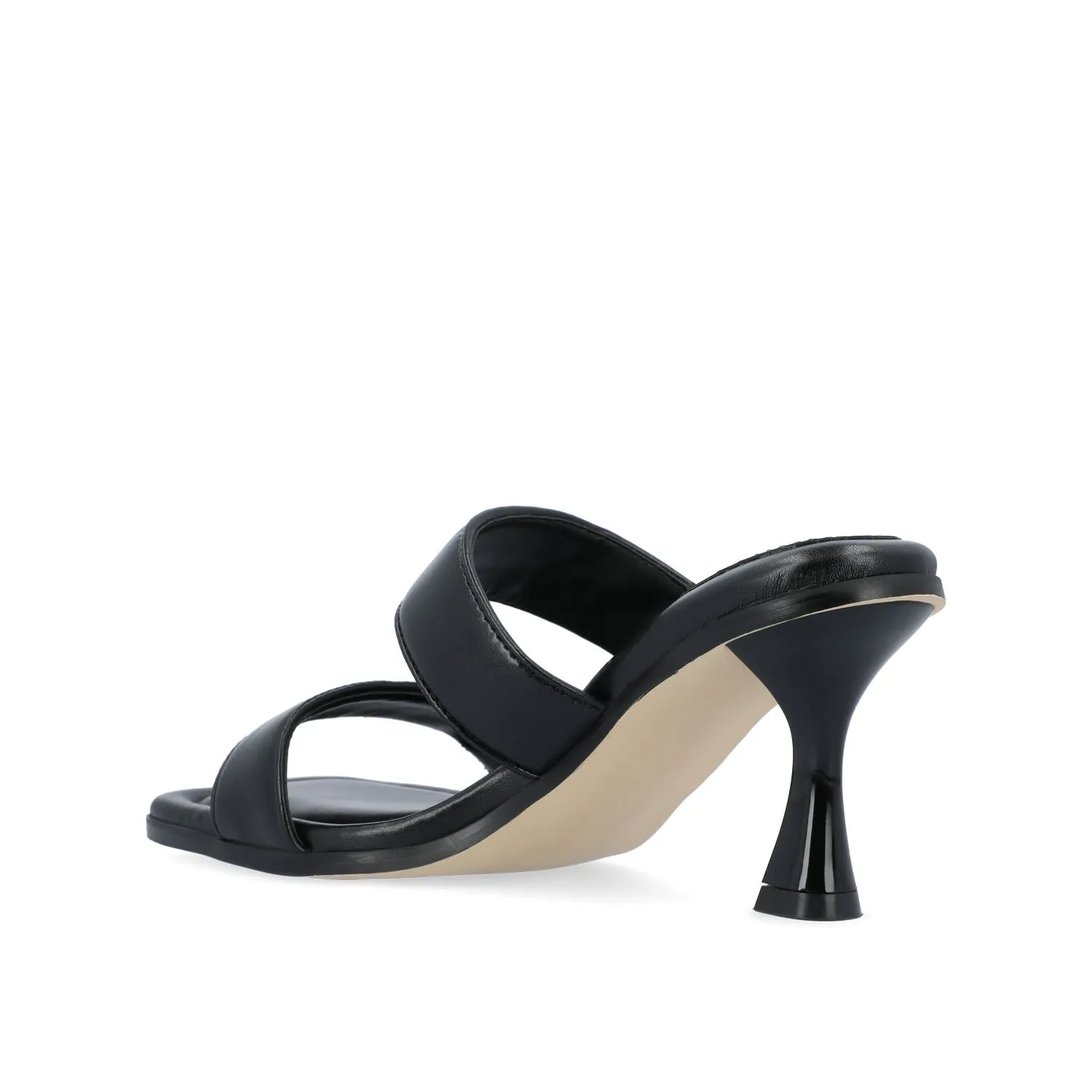 ESSEY HEELED DUAL STRAP SANDALS IN FAUX LEATHER picnic step