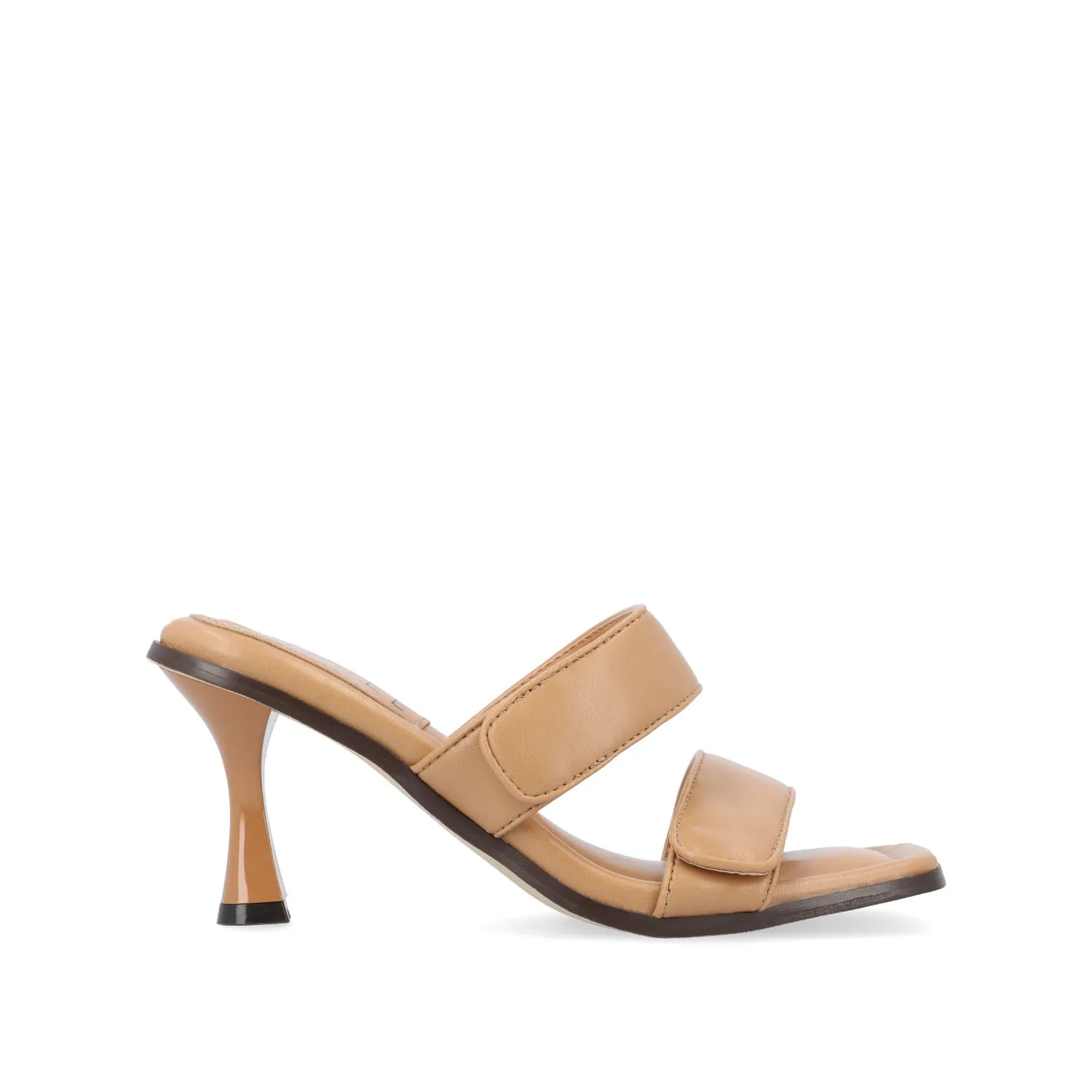 ESSEY HEELED DUAL STRAP SANDALS IN FAUX LEATHER picnic step