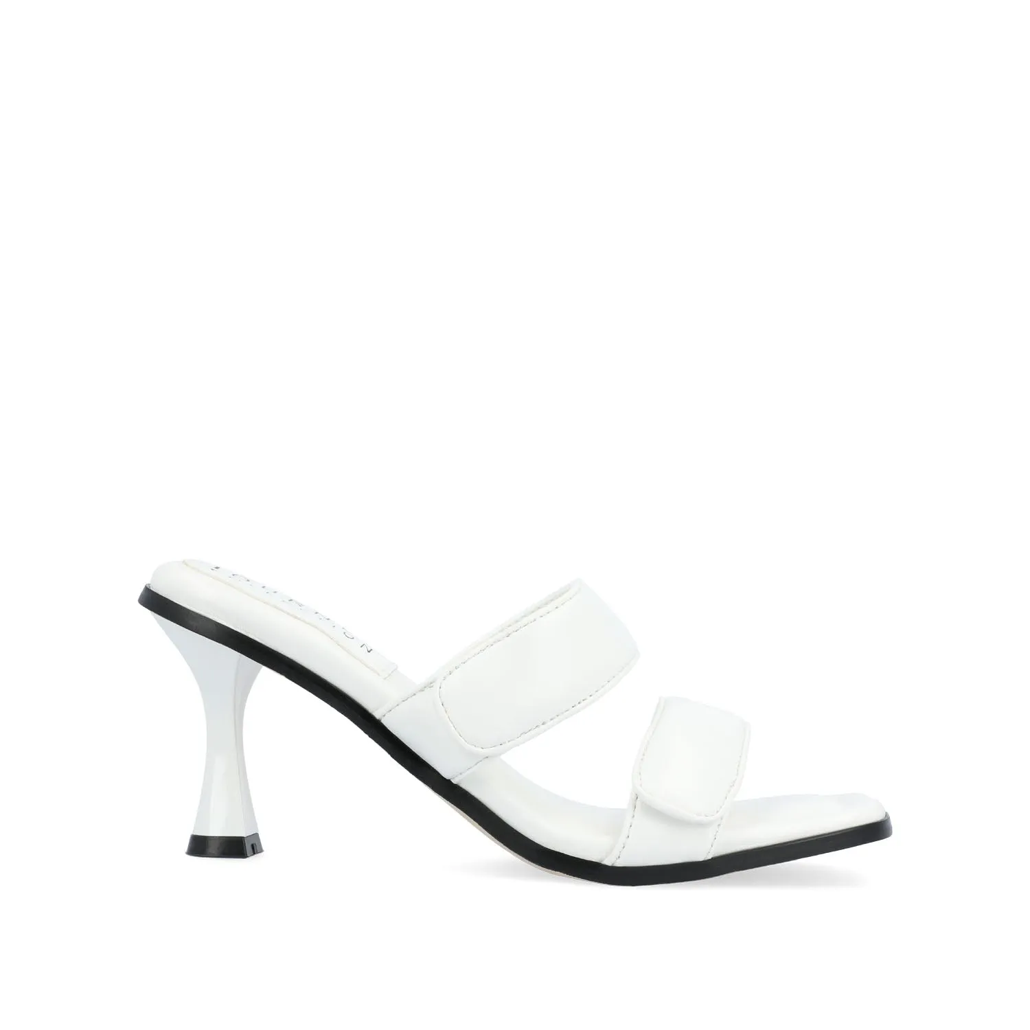 ESSEY HEELED DUAL STRAP SANDALS IN FAUX LEATHER picnic step