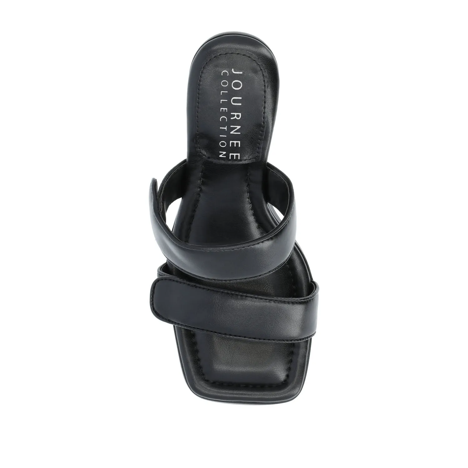 ESSEY HEELED DUAL STRAP SANDALS IN FAUX LEATHER picnic step