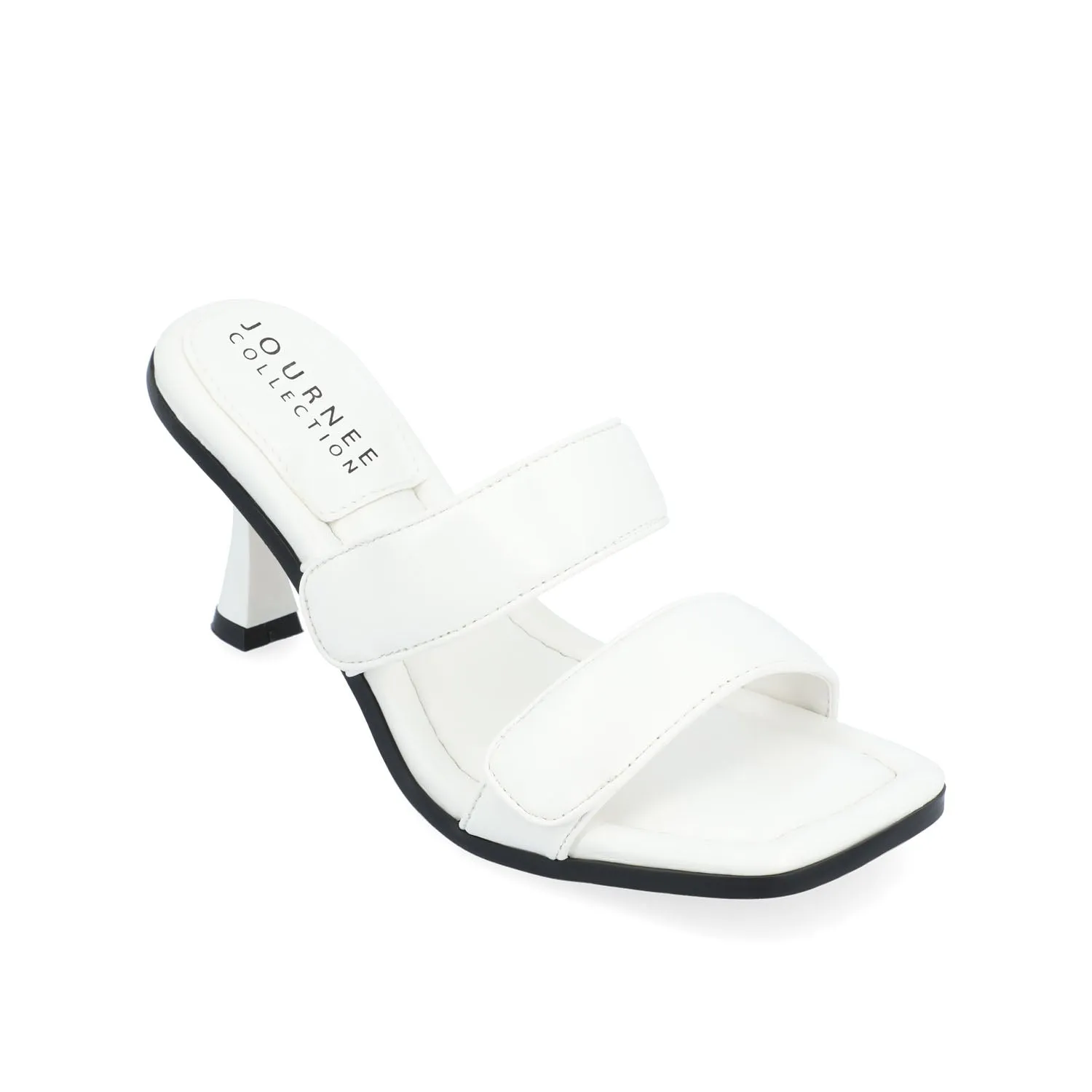 ESSEY HEELED DUAL STRAP SANDALS IN FAUX LEATHER picnic step