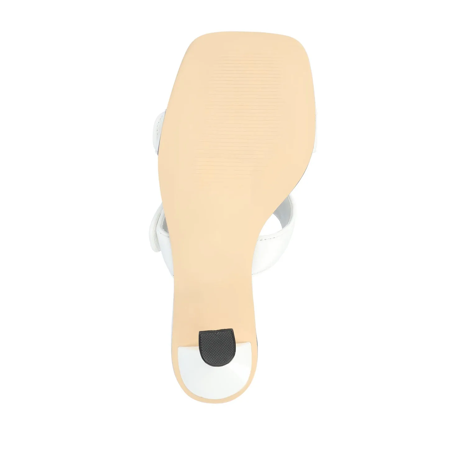 ESSEY HEELED DUAL STRAP SANDALS IN FAUX LEATHER picnic step