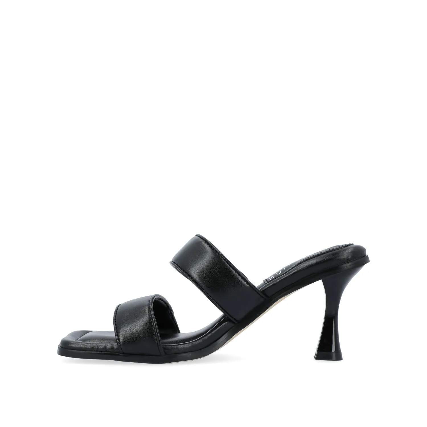 ESSEY HEELED DUAL STRAP SANDALS IN FAUX LEATHER picnic step