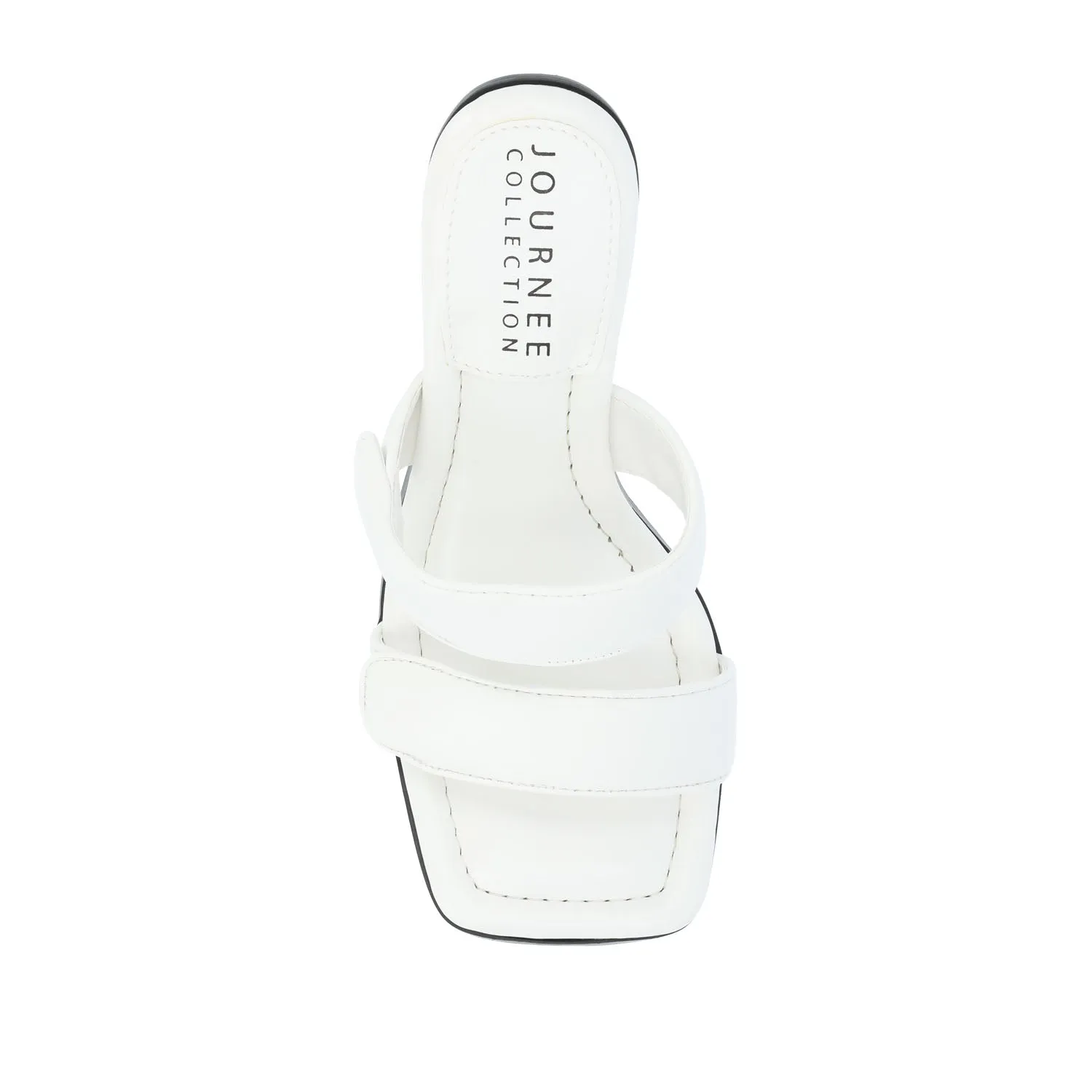 ESSEY HEELED DUAL STRAP SANDALS IN FAUX LEATHER picnic step