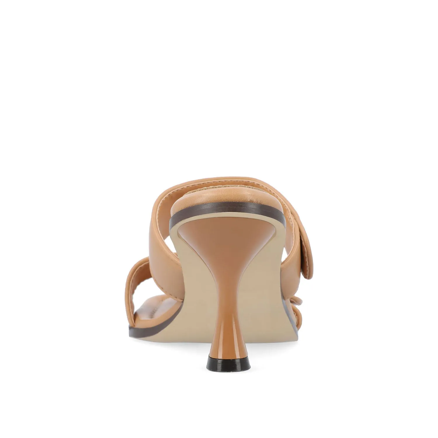 ESSEY HEELED DUAL STRAP SANDALS IN FAUX LEATHER picnic step