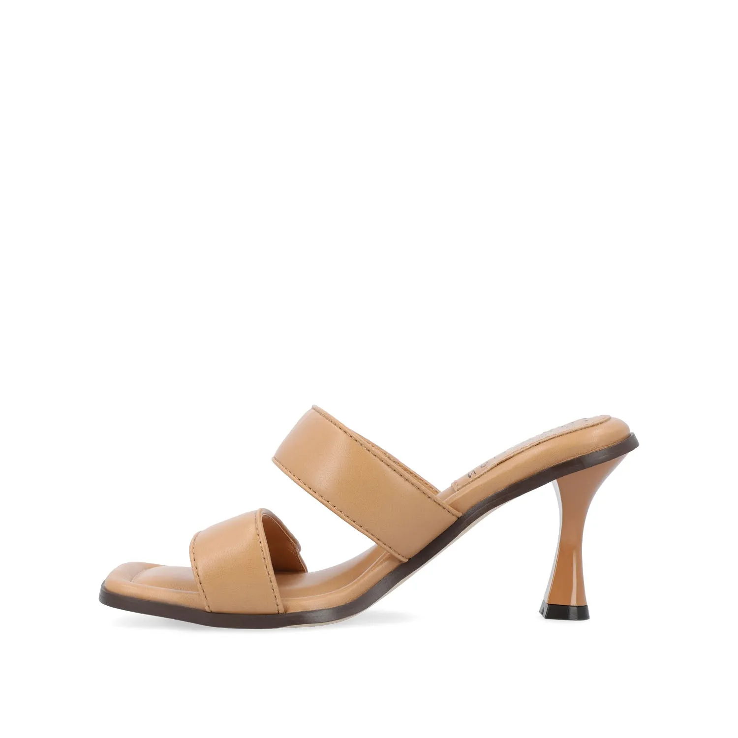 ESSEY HEELED DUAL STRAP SANDALS IN FAUX LEATHER picnic step