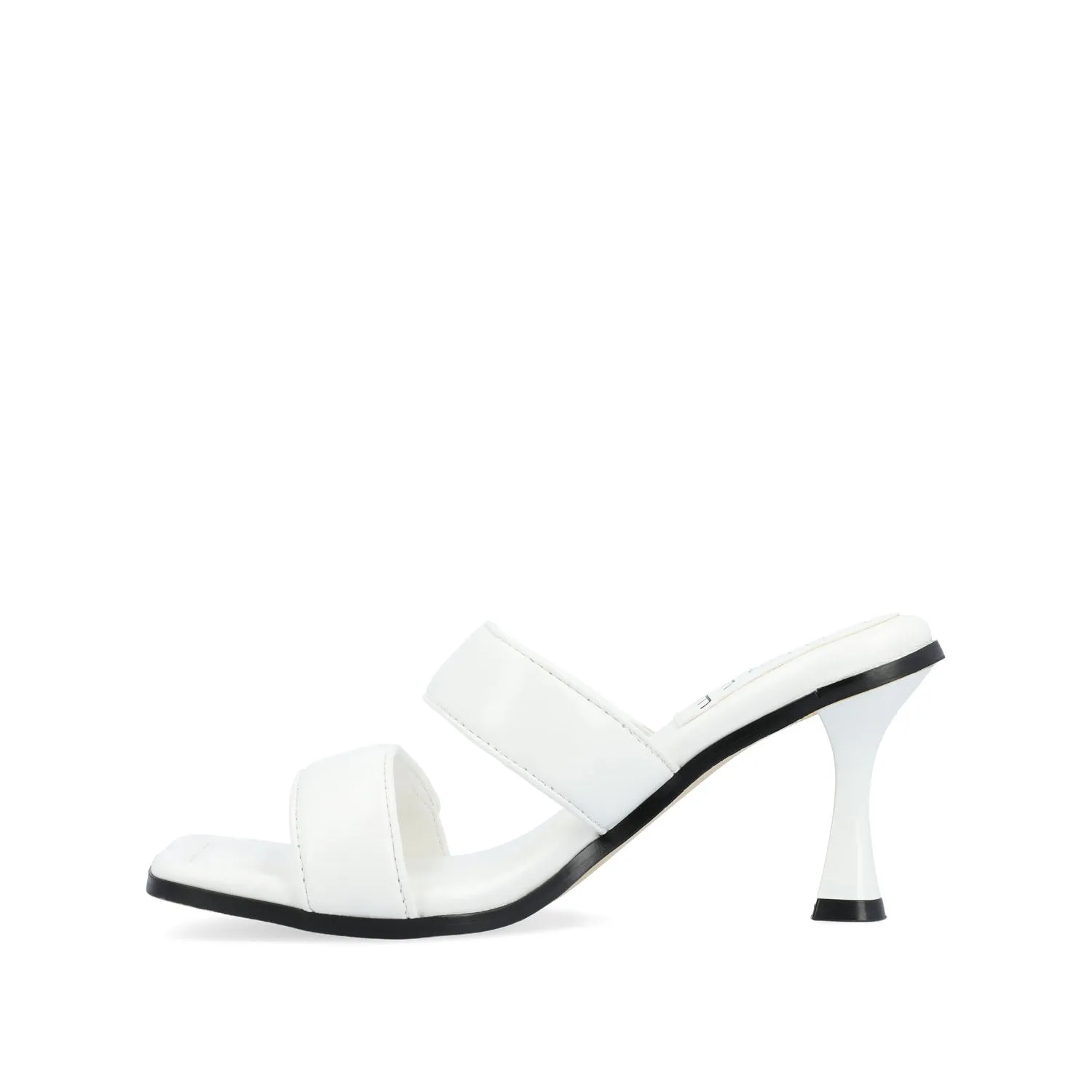 ESSEY HEELED DUAL STRAP SANDALS IN FAUX LEATHER picnic step