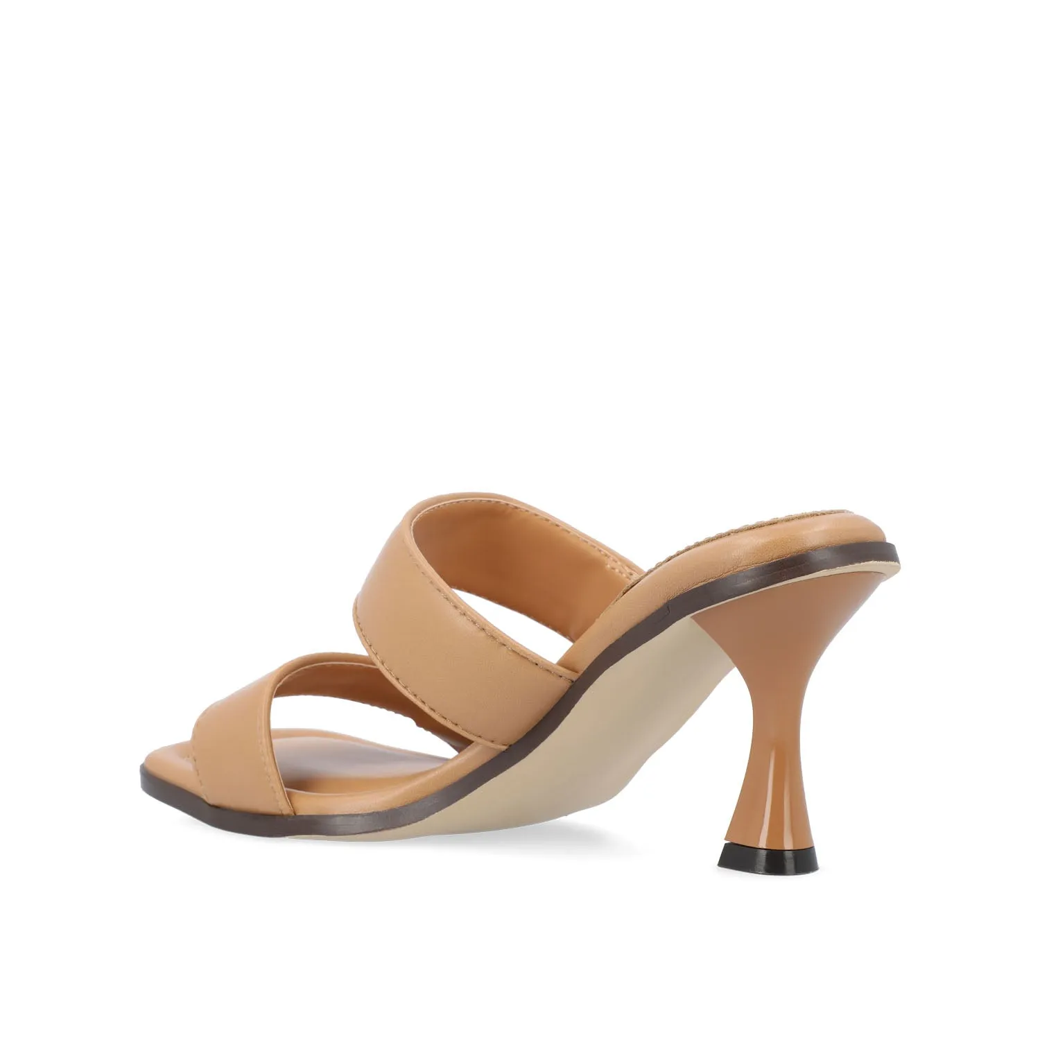 ESSEY HEELED DUAL STRAP SANDALS IN FAUX LEATHER picnic step