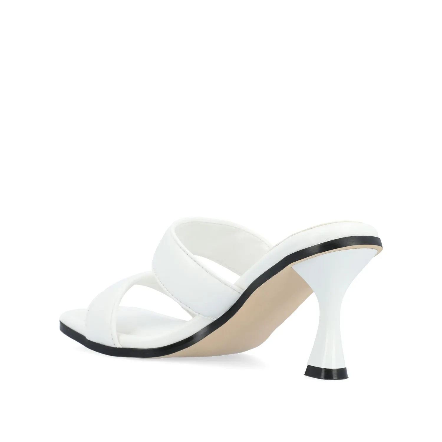 ESSEY HEELED DUAL STRAP SANDALS IN FAUX LEATHER picnic step