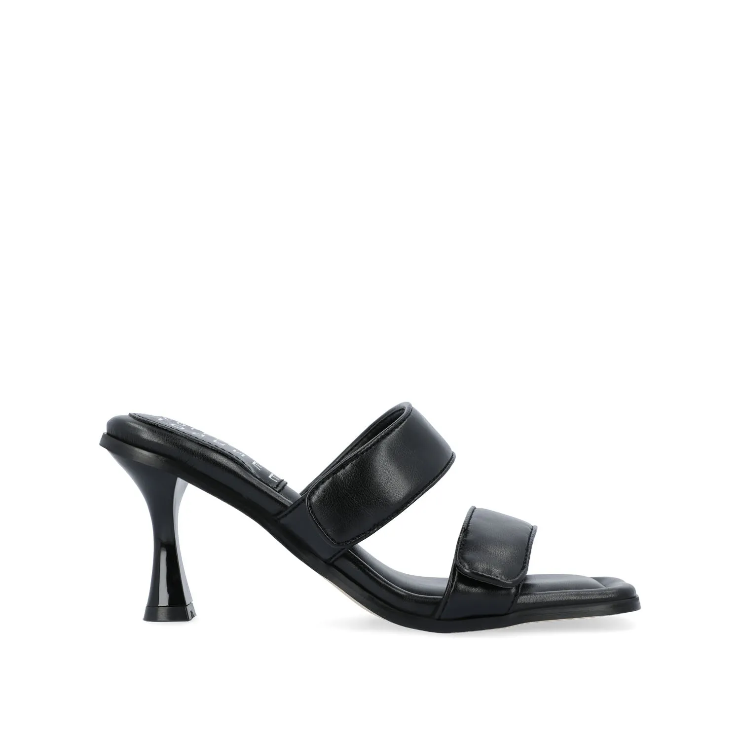 ESSEY HEELED DUAL STRAP SANDALS IN FAUX LEATHER picnic step