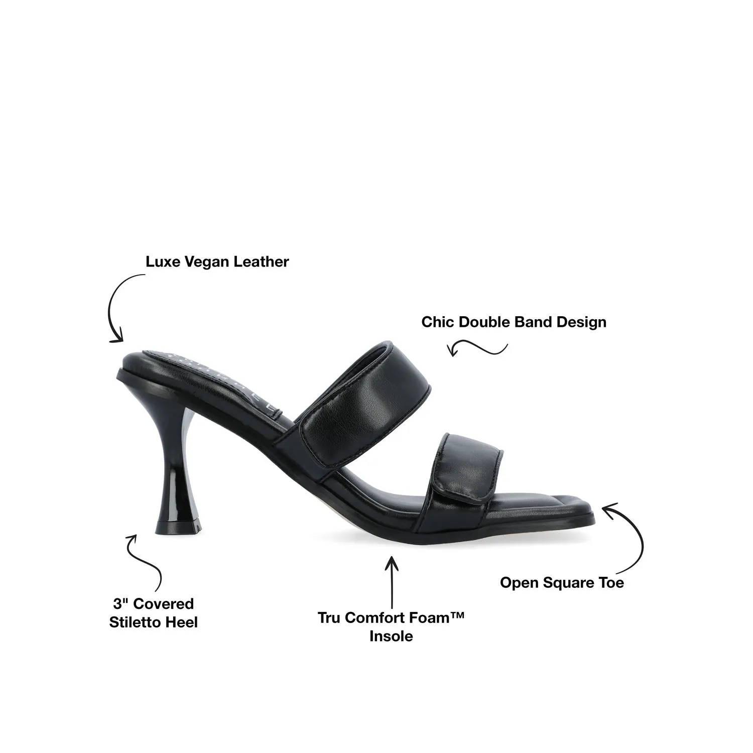 ESSEY HEELED DUAL STRAP SANDALS IN FAUX LEATHER picnic step