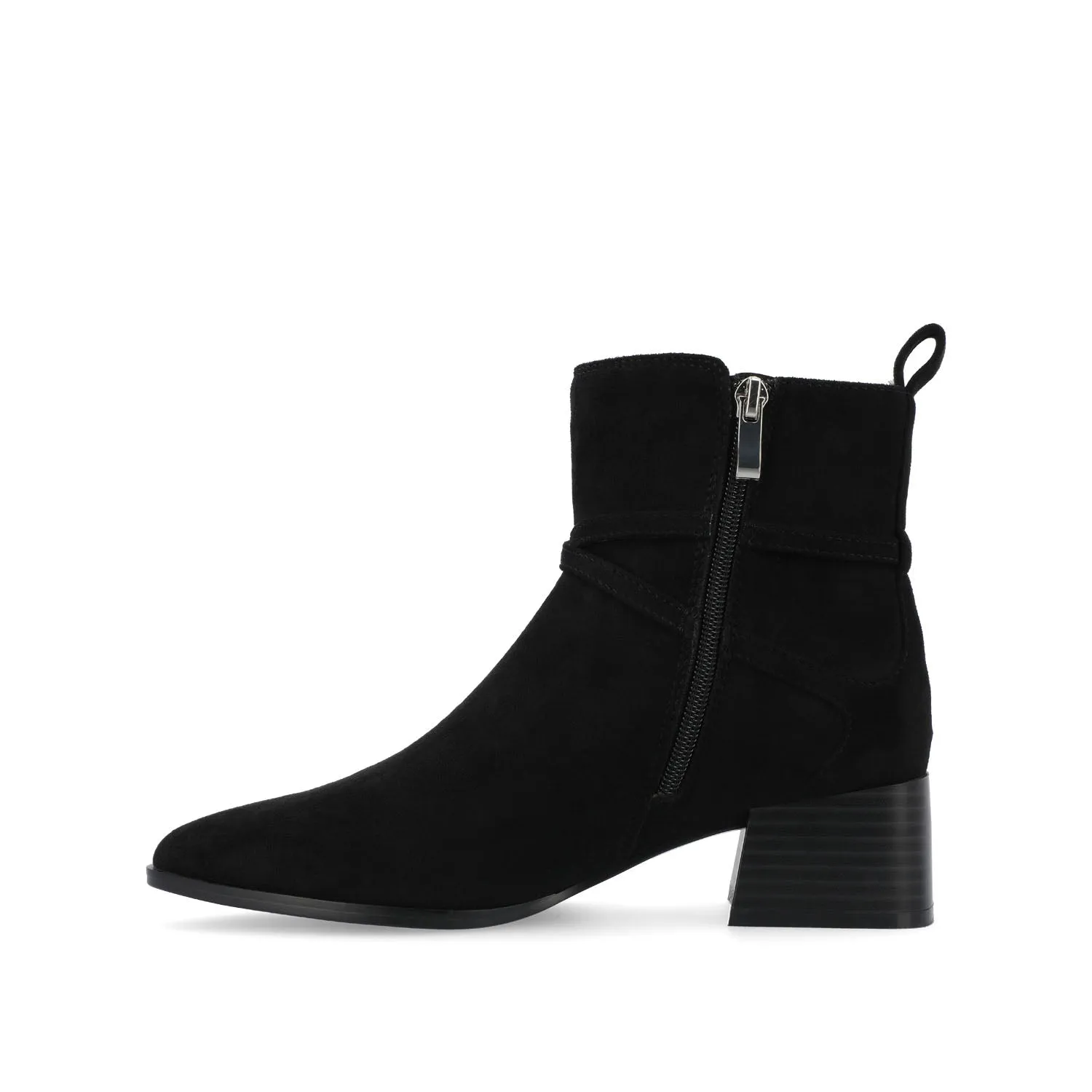 ESTELLE BLOCK HEELED BOOTIES IN FAUX LEATHER wind block