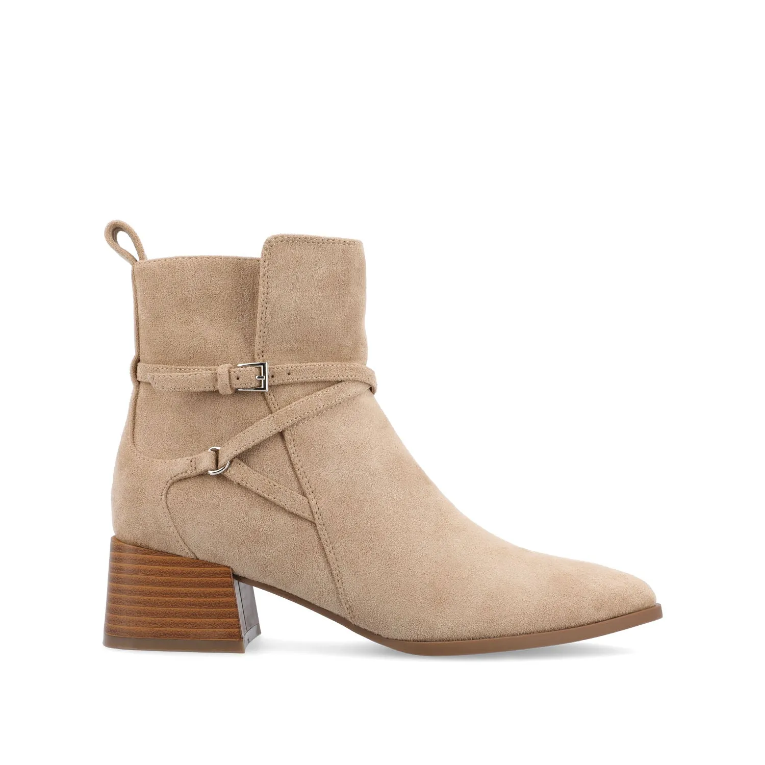 ESTELLE BLOCK HEELED BOOTIES IN FAUX LEATHER wind block