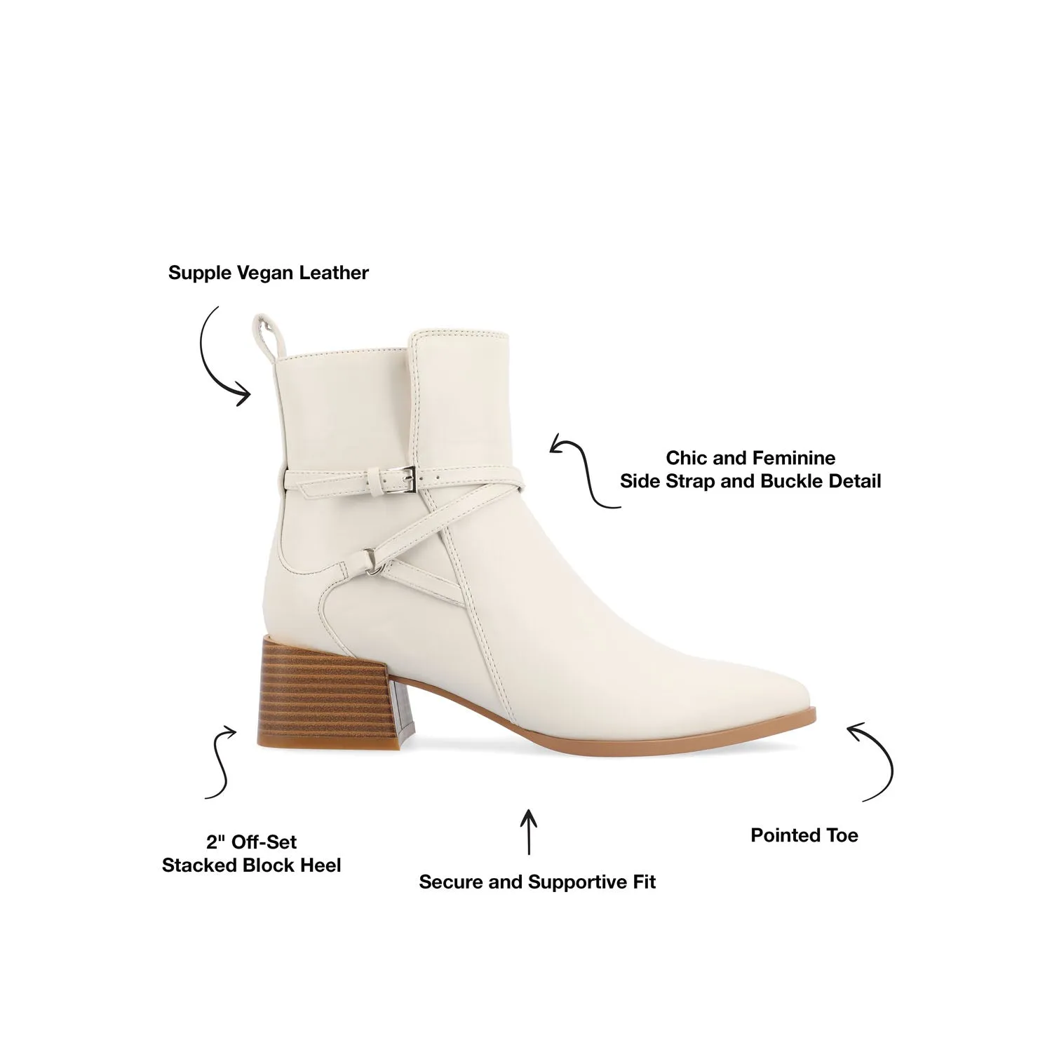 ESTELLE BLOCK HEELED BOOTIES IN FAUX LEATHER wind block