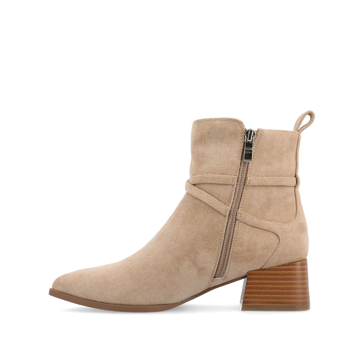 ESTELLE BLOCK HEELED BOOTIES IN FAUX LEATHER wind block