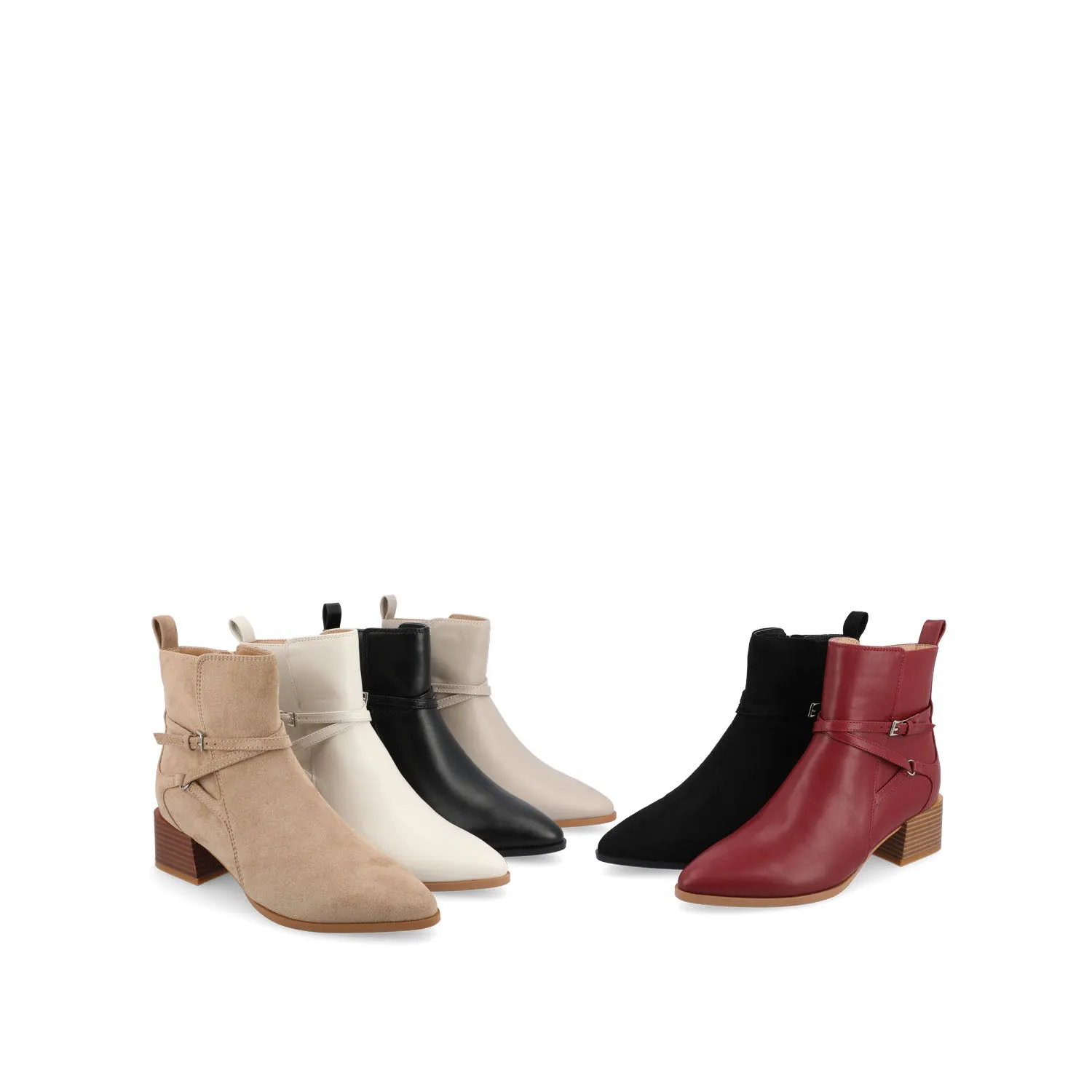 ESTELLE BLOCK HEELED BOOTIES IN FAUX LEATHER wind block