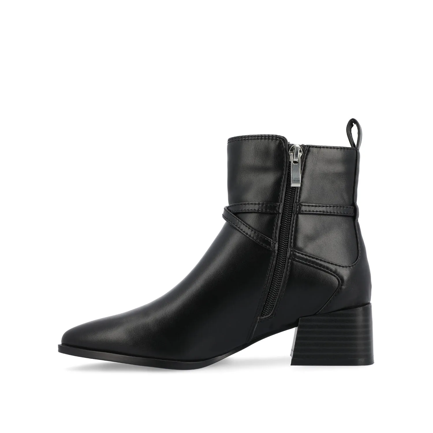 ESTELLE BLOCK HEELED BOOTIES IN FAUX LEATHER wind block