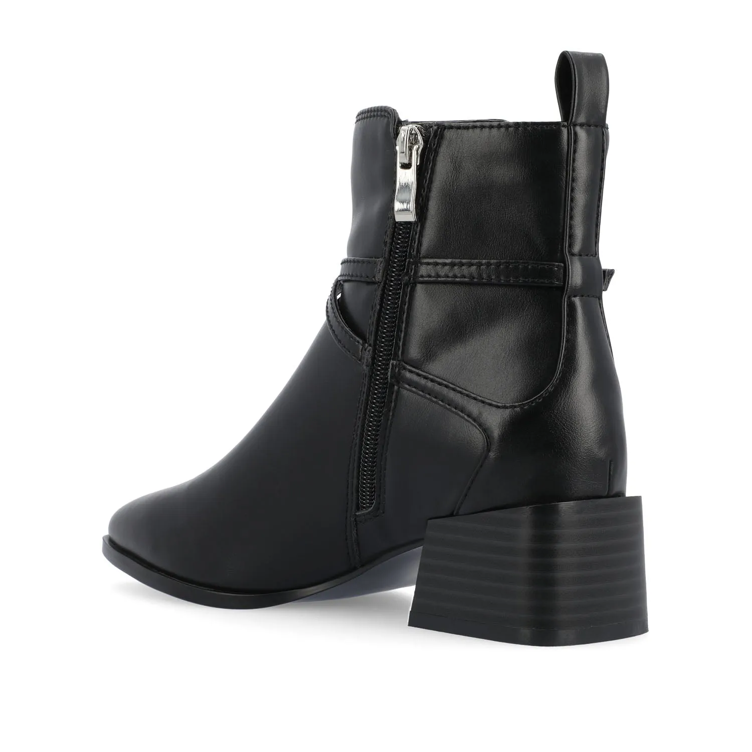ESTELLE BLOCK HEELED BOOTIES IN FAUX LEATHER wind block