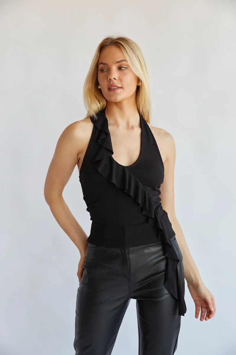 Etta Ruffle Halter Top move free