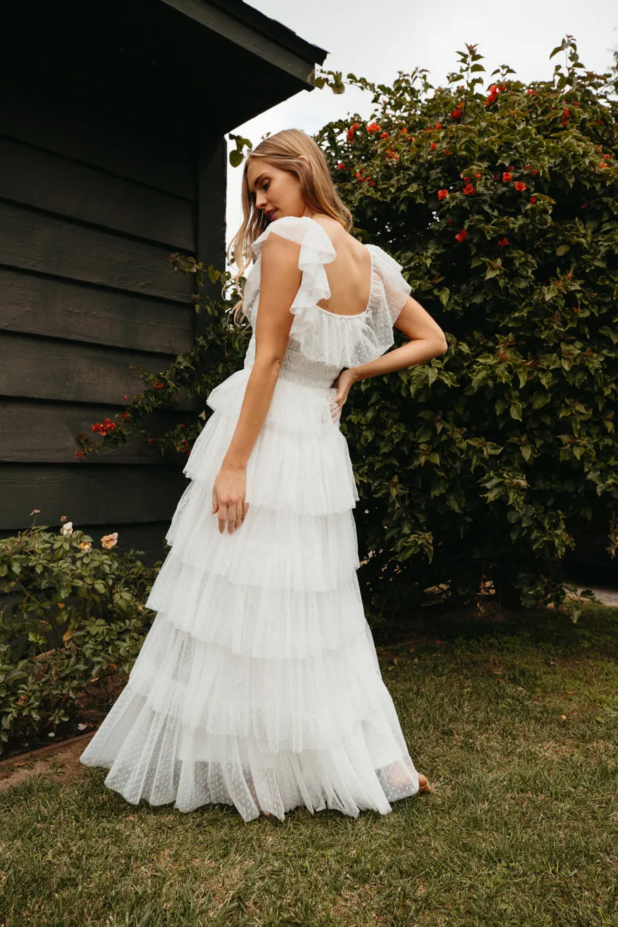 Evalyn Tiered Ruffle Maxi Dress fit body