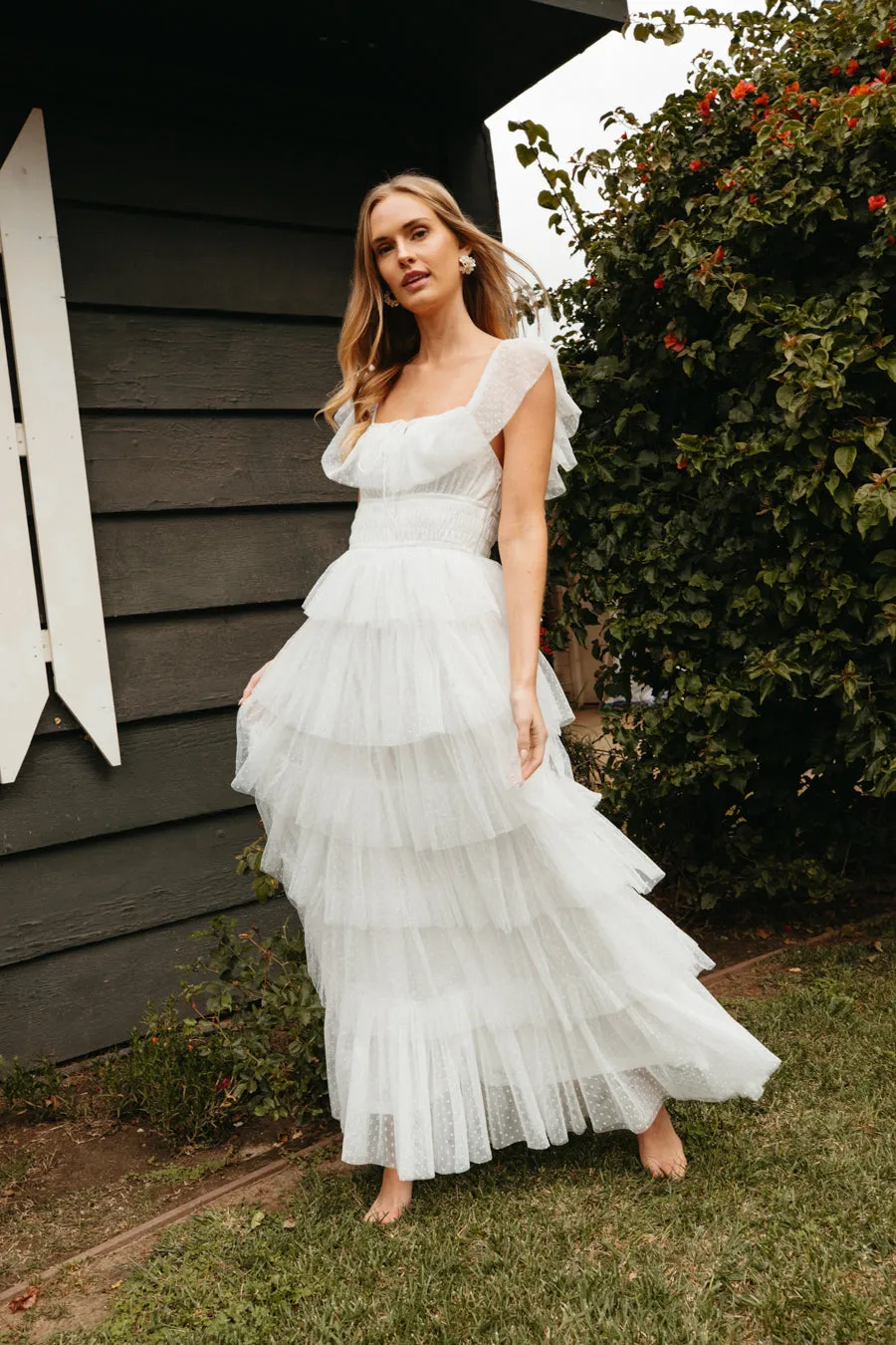 Evalyn Tiered Ruffle Maxi Dress fit body