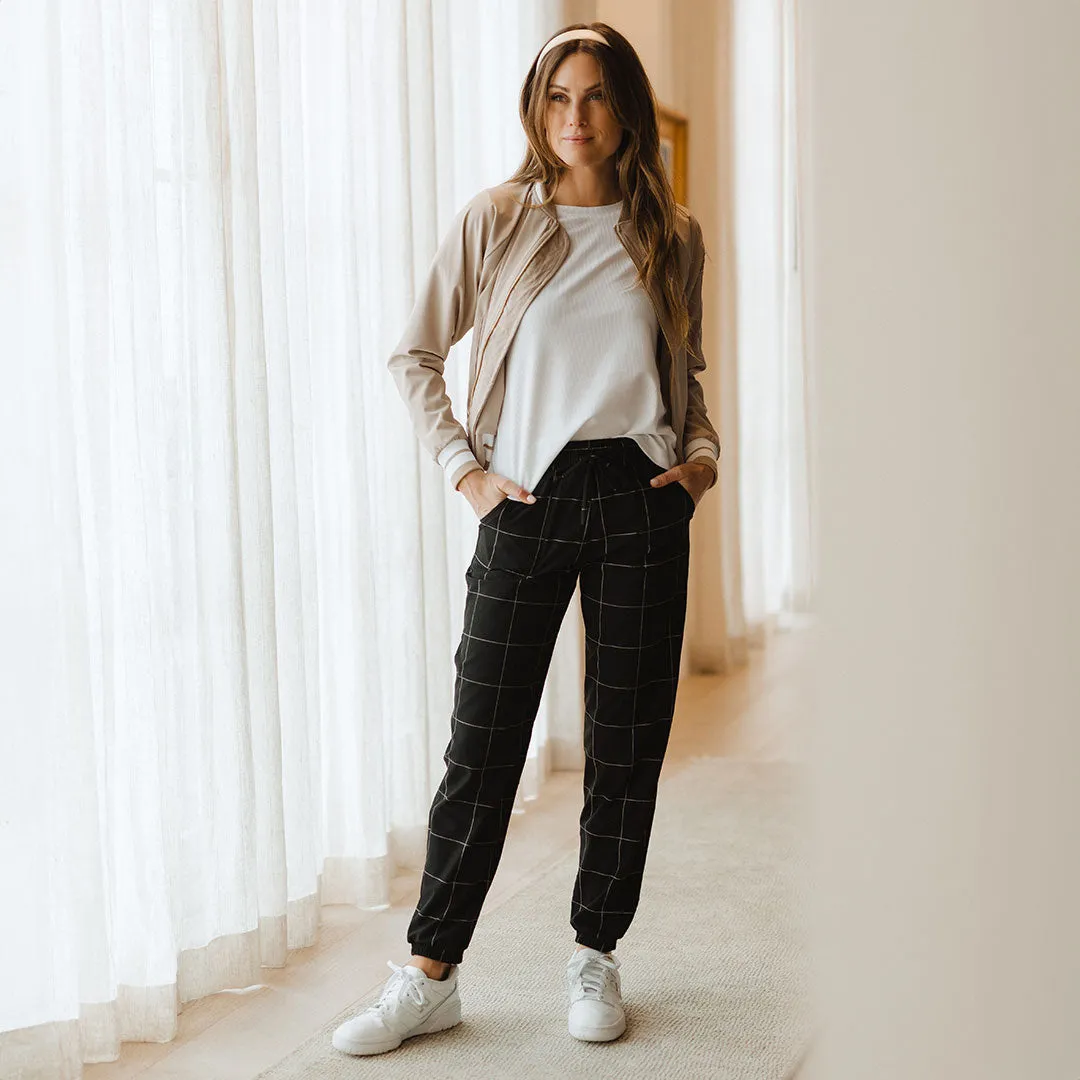 Everywhere Joggers, Black Windowpane active flex