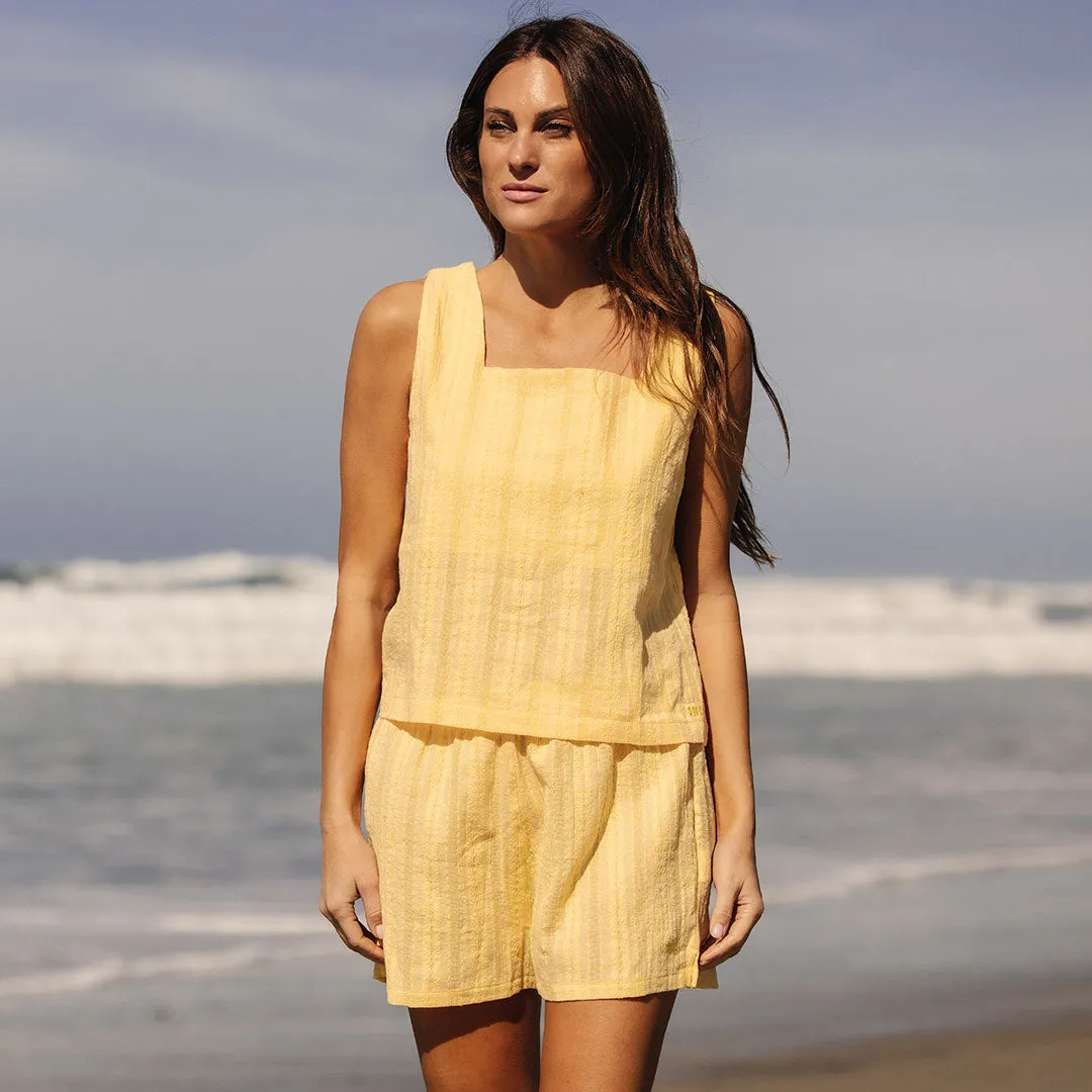 Eyelet Tank, Butter sheer veil