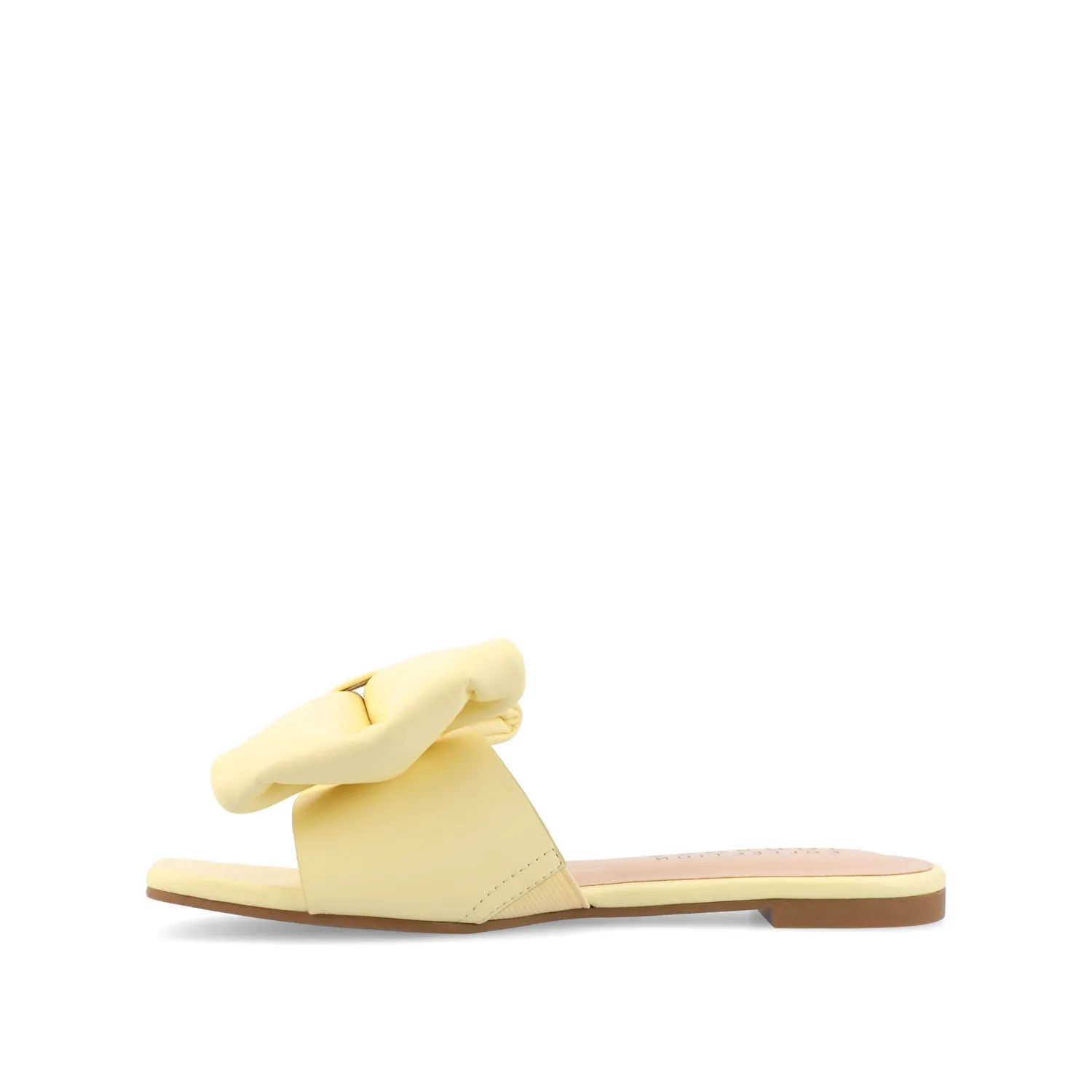 FAYRE PUFFED SLIDE SANDAL IN FAUX LEATHER quick match