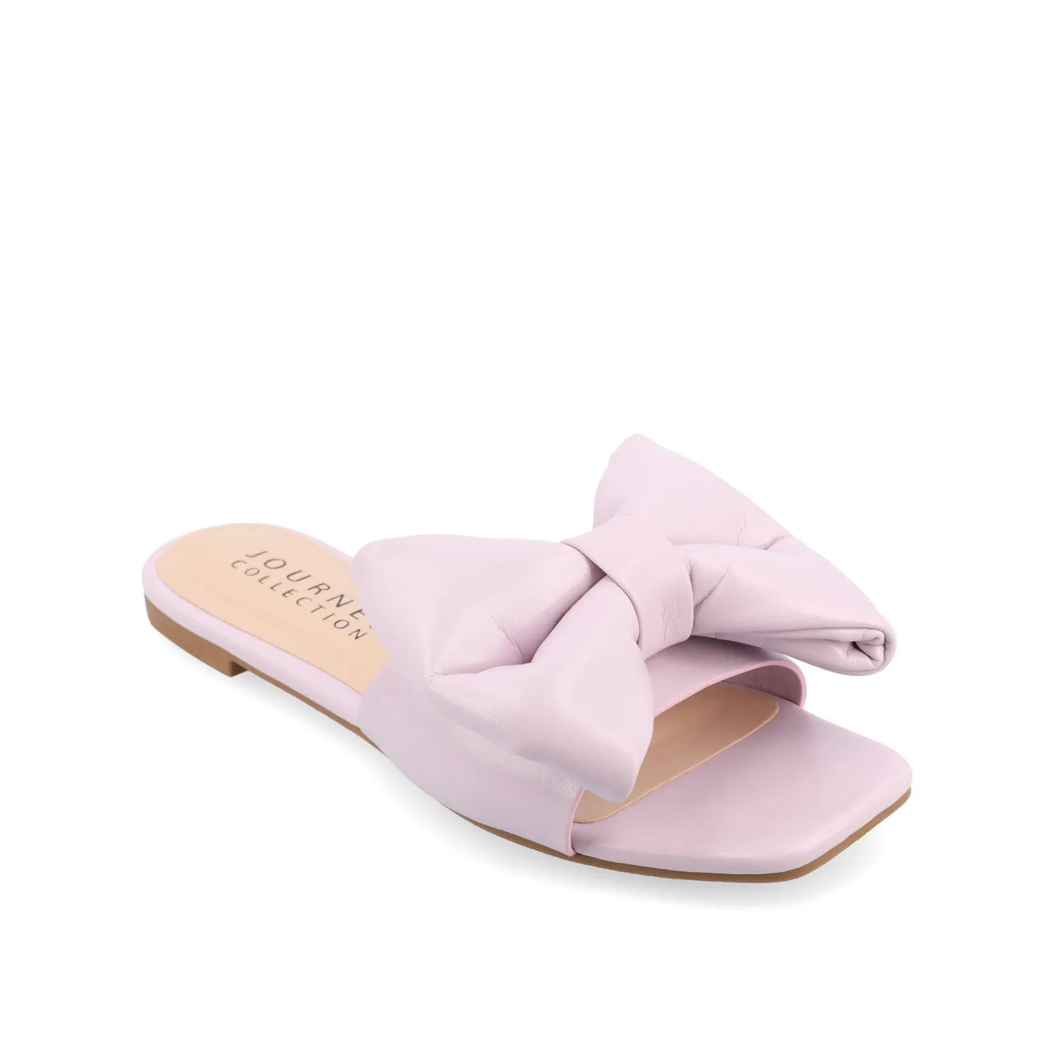 FAYRE PUFFED SLIDE SANDAL IN FAUX LEATHER quick match