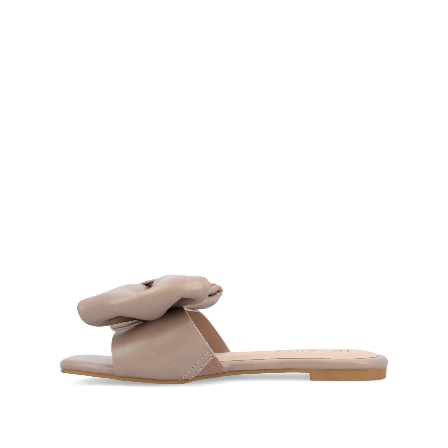 FAYRE PUFFED SLIDE SANDAL IN FAUX LEATHER quick match