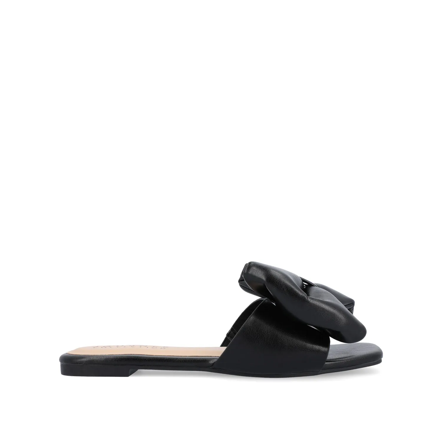FAYRE PUFFED SLIDE SANDAL IN FAUX LEATHER quick match