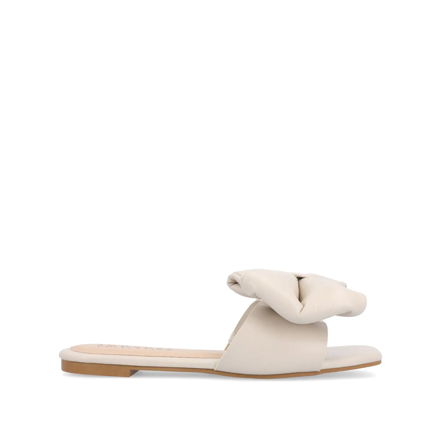 FAYRE PUFFED SLIDE SANDAL IN FAUX LEATHER quick match