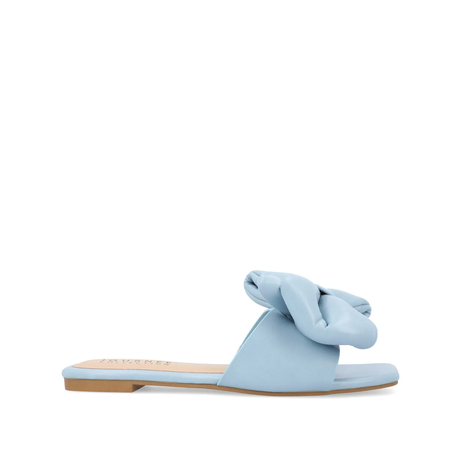 FAYRE PUFFED SLIDE SANDAL IN FAUX LEATHER quick match
