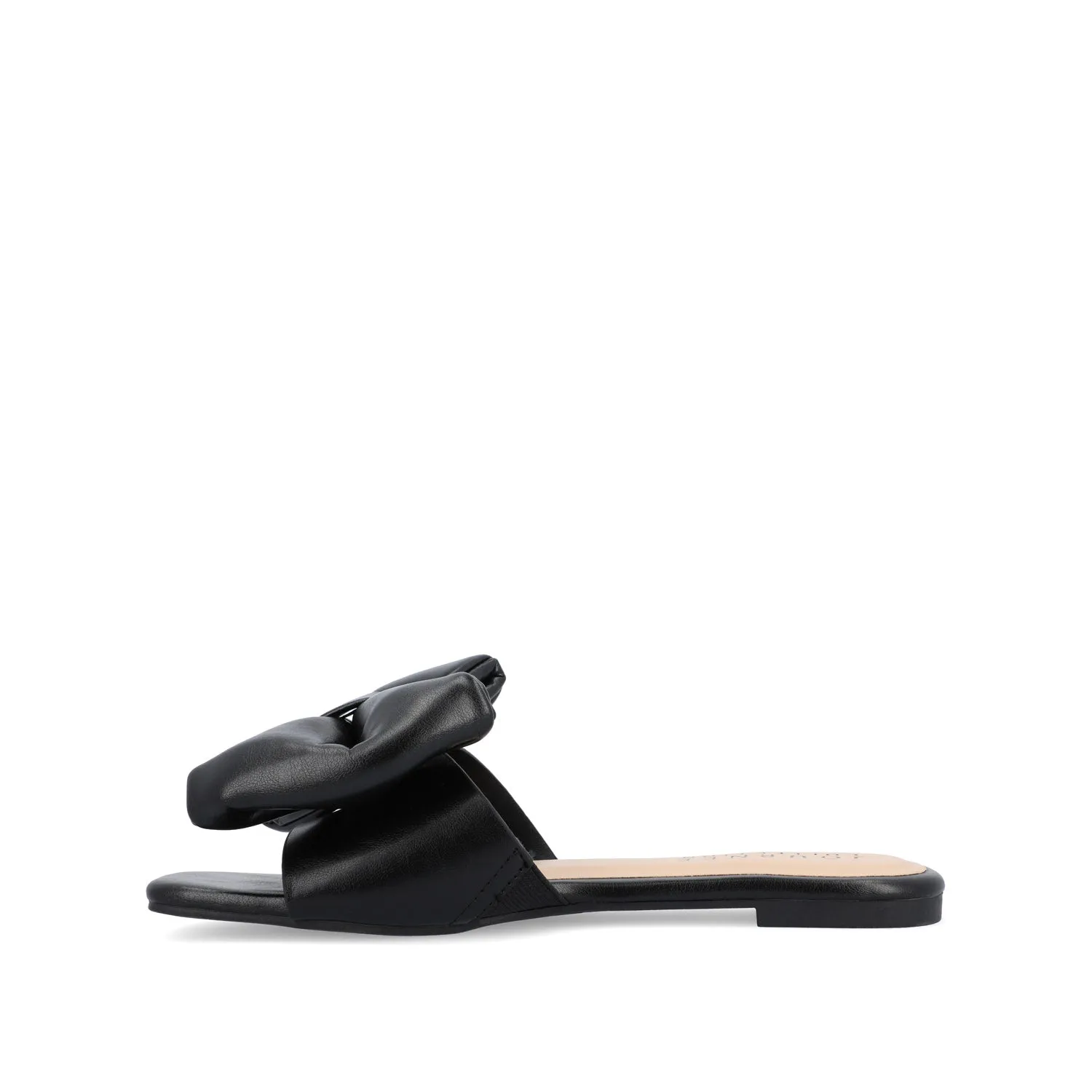 FAYRE PUFFED SLIDE SANDAL IN FAUX LEATHER quick match