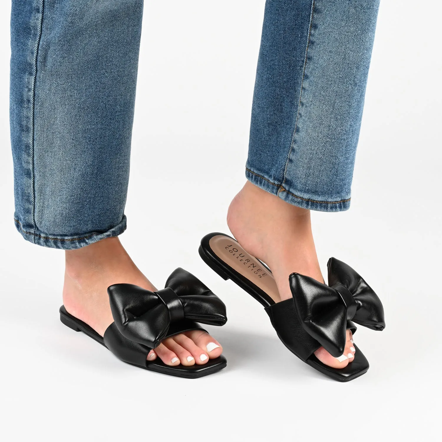 FAYRE PUFFED SLIDE SANDALS IN WIDE sea breeze