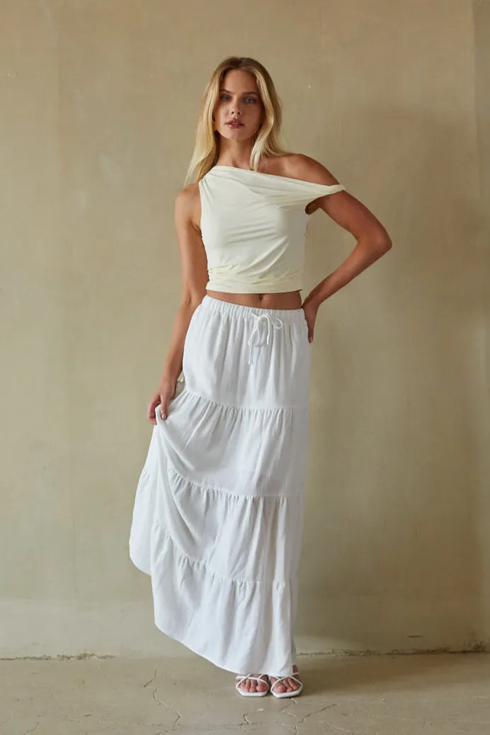 Fern Linen Tiered Maxi Skirt brunch ready