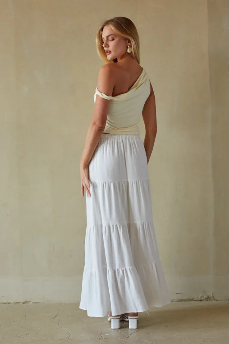 Fern Linen Tiered Maxi Skirt brunch ready
