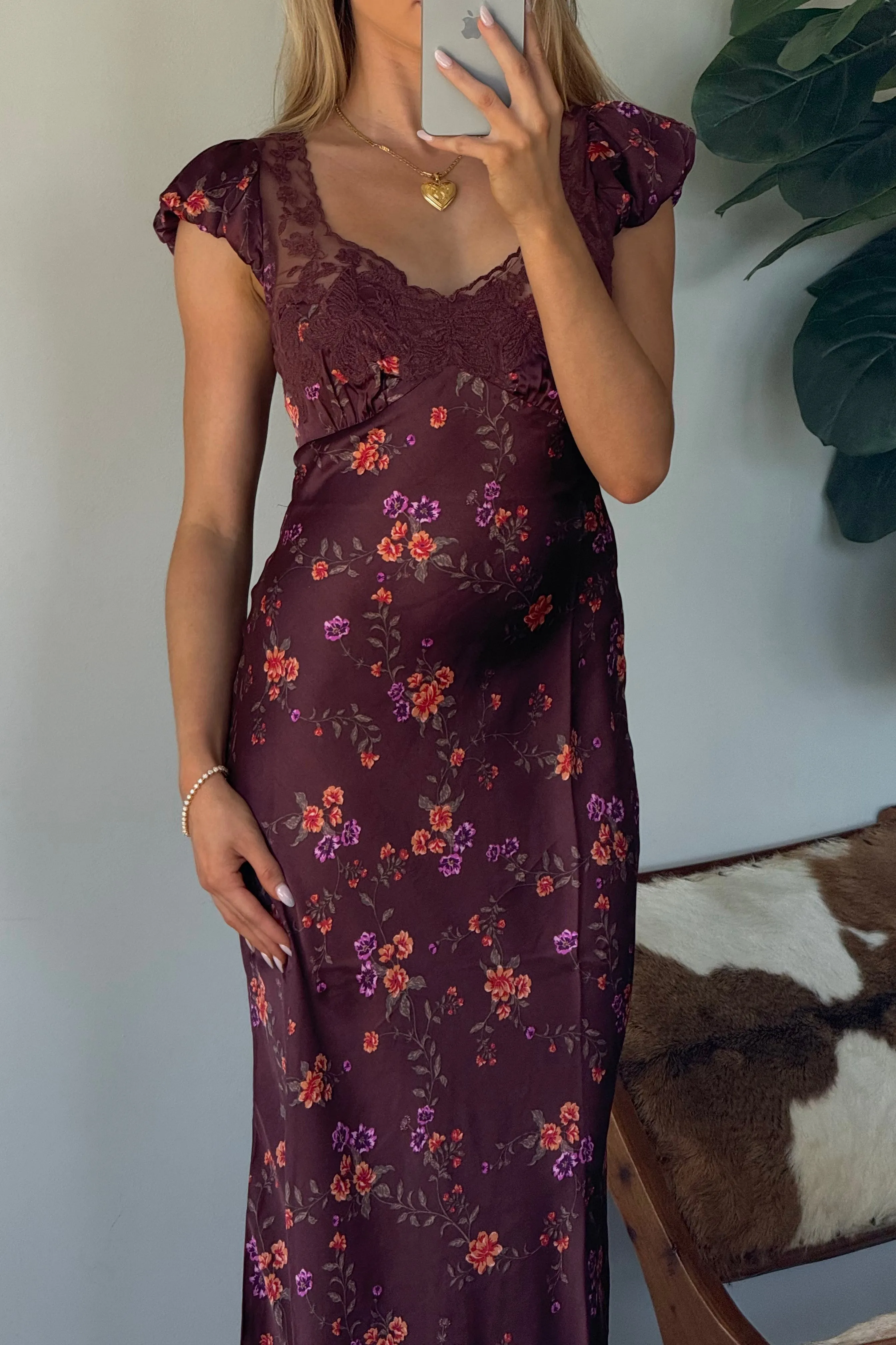 Free People Butterfly Babe Midi Dress sleeve ruffle