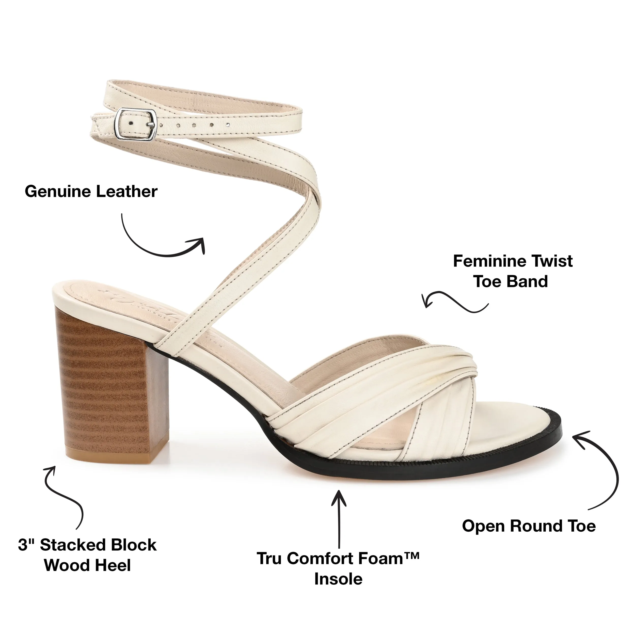 FREEDA STRAPPY HEELED SANDALS IN LEATHER foam touch