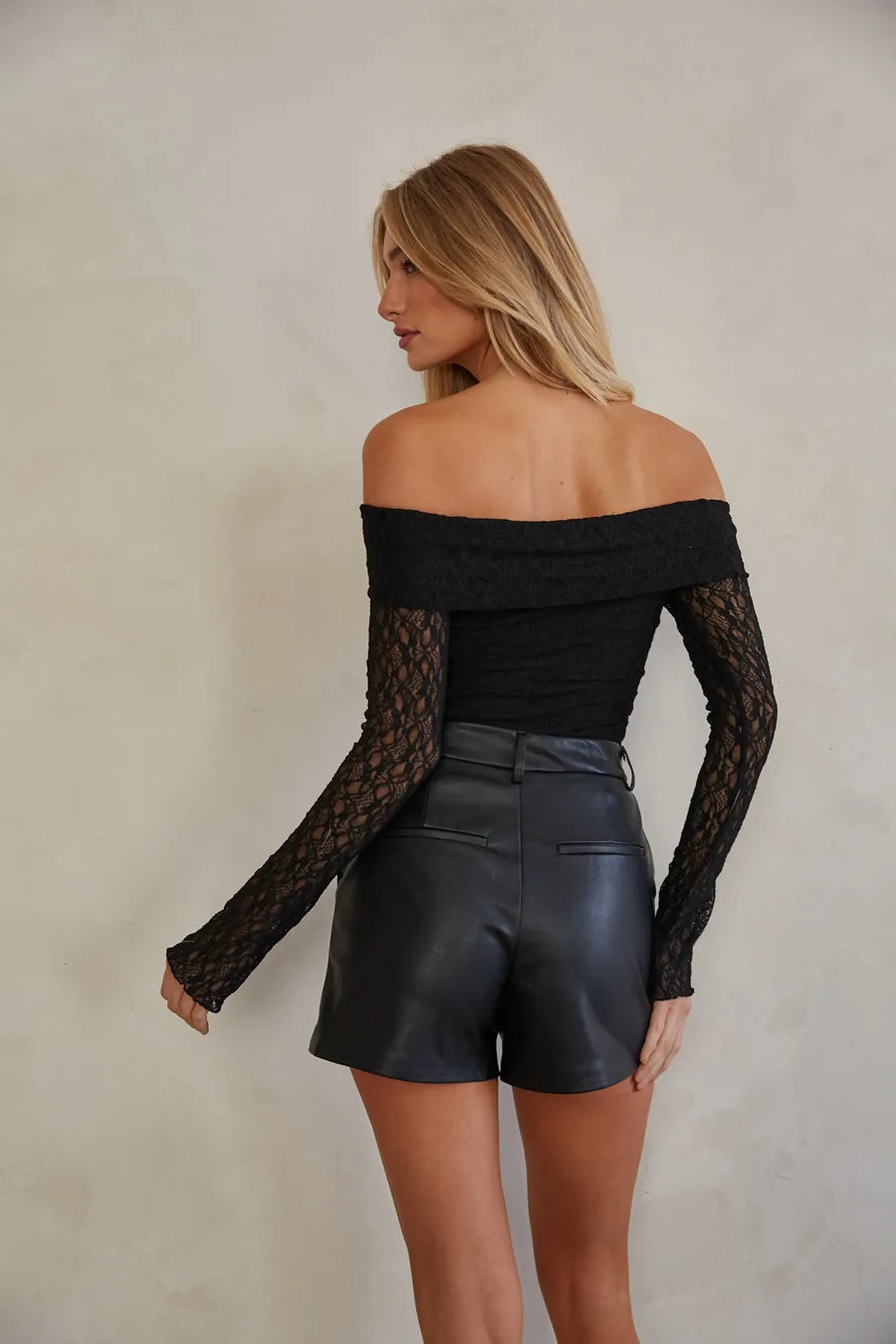 Gabi Faux Leather Mini Shorts flatter waist
