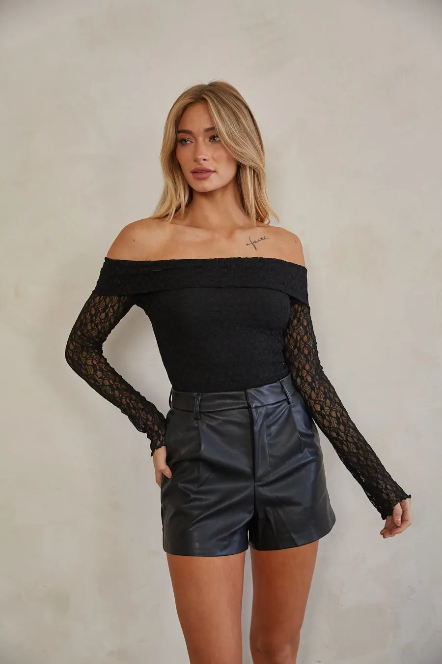 Gabi Faux Leather Mini Shorts flatter waist