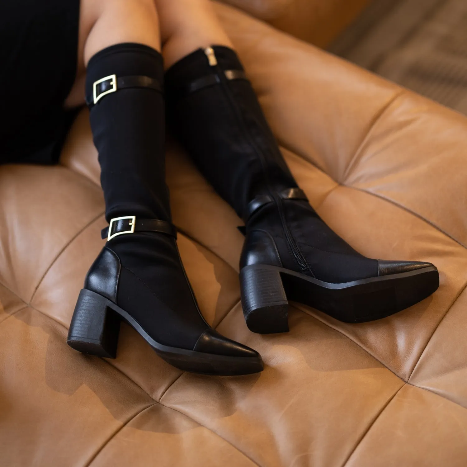 GAIBREE KNEE-HIGH BOOTS IN STRETCHY FABRIC long wear
