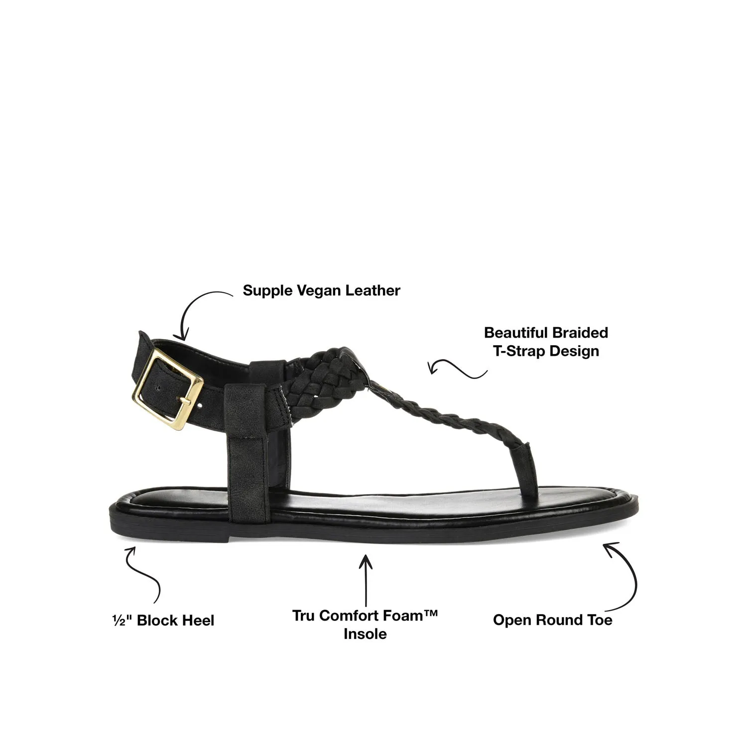 GENEVIVE T-STRAP SANDALS IN FAUX LEATHER fall step